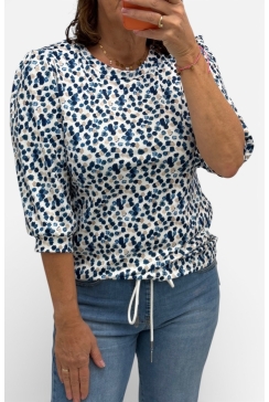 Blouse met ronde hals confetti donker blauw (TVB)