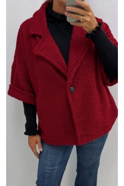 Jasje/vest met kraag en knoop Poppy bordeaux