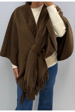 Poncho met franjes Miep bruin