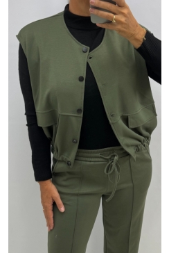 Mouwloos gilet met fake zakjes en knopen Jip licht army (SWD)