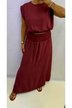 2-delig set met top en rok Jasmin donkerrood