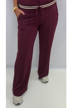 Travelstof broek met rechte broekspijp en bies Blizz wijnrood
