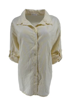 Gestreepte blouse met oprol mouw krinkle geel.gstrb