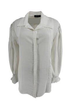 Blouse met smockmouw en plooien Marijn off-white 