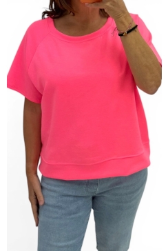 Basic soft shirt brede BOORD neon roze