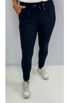 Soft broek met aansluitende broekspijp Angelia navy (HY371)