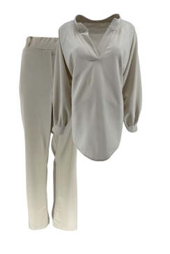 2-delig set met blouse en broek Stanny beige