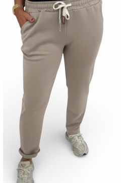 GROTERE Broek met koord in de taille Kate taupe