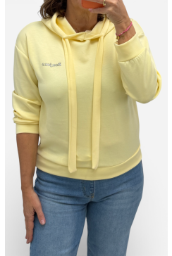 Sweater met capuchon strass Bonjour geel