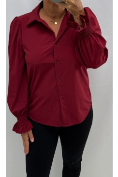 Blouse met smock aan de mouw Anna bordeaux
