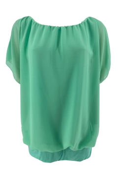 Blouse brede boord met korte mouw Noah uni mint