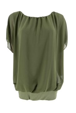 Blouse brede boord met korte mouw Noah uni army