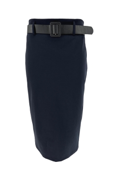 Kokerrok met bijpassende riem donker blauw SALE