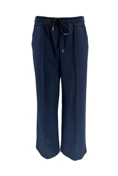 Broek met loveforever/championleague koordje en naad op de broekspijp donker blauw