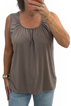 Basic ballon top in TRAVELSTOF uni taupe