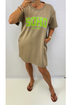 Jurk/tuniek met ronde hals SOHO taupe. SALE