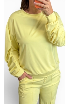 Travelstof blouse met geplooide mouw Puk geel (TVB)