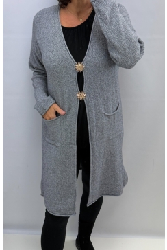 LANGER vest met zakjes star grijs SALE ptl