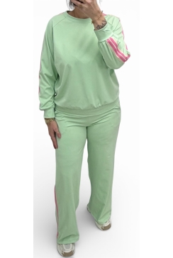 2-delig travelstof pak met bies Kimmie licht groen (TVB)