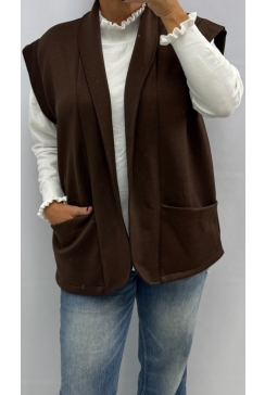 Mouwloos gilet met zakken Saartje bruin