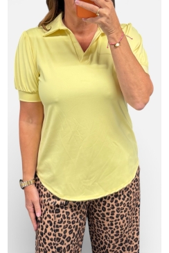 Travelstof shirt met kraag Wynona geel (TVB)