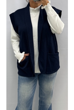 Mouwloos gilet met zakken Saartje donker blauw