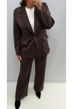 2-delig set met blazer en broek Ruby bruin