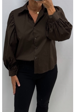 Basic blouse met lange mouw Anouk bruin