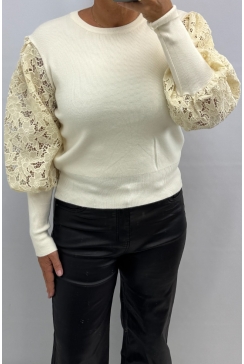 Trui met lange kanten mouw room (K1390)