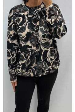 Shirt van DIKKERE stof en opstaande kraag Jill Old Garden zwart