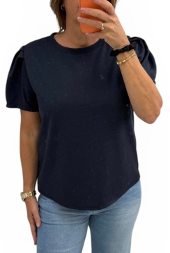 Shirt met pofmouw Ankie donker blauw
