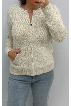 Vest met spikkeltjes en ritssluiting geel (Q373)