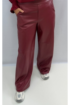 Leather-look broek met zakken Lilith bordeaux