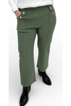 Petite broek met gouden knopen army (F810)