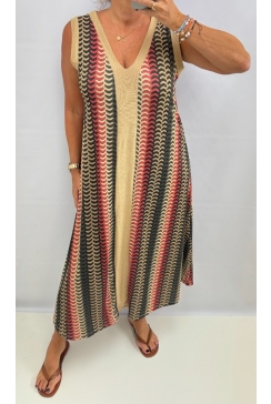 Jurk met v-hals van glitter met boogjes rood