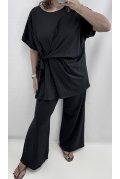 2-delig set met shirt en strik en broek Magdalena zwart