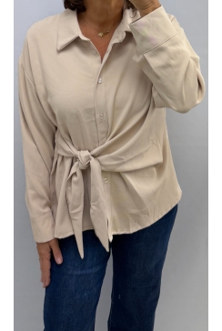 Blouse met strik aan de voorzijde Nancy beige