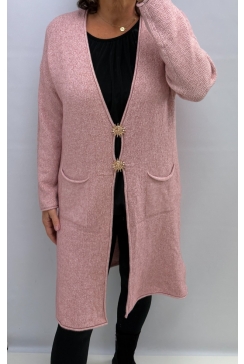 LANGER vest met zakjes star roze SALE ptl