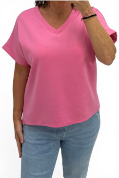 Basic soft shirt V-HALS barbie roze