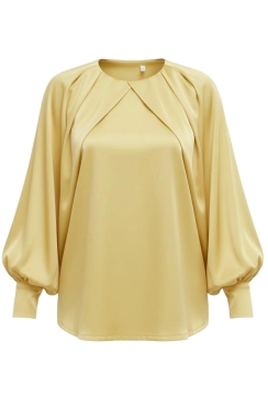 Satijn-look blouse met plooien Presley geel