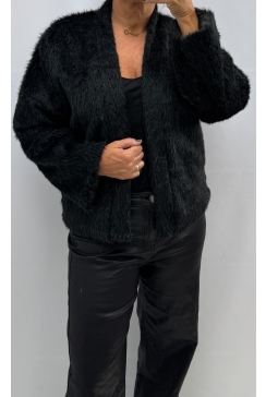 Imitatiebont jas/vest met lange mouw Lydie zwart SALE