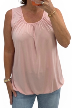 Basic ballon top in TRAVELSTOF uni licht roze BBT