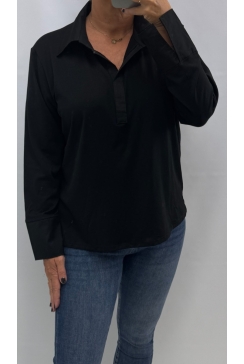 Blouse met lange mouw en kraag Merel zwart