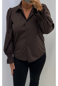 Blouse met smock aan de mouw Anna bruin