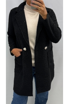 Mantel jas met knopen en zakken Trijntje zwart