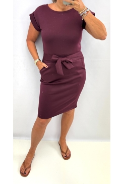 Strik koord jurk met zakjes Patries bordeaux