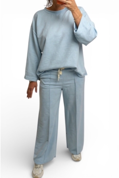 2-delig set met lange mouw en broek Merlin licht blauw