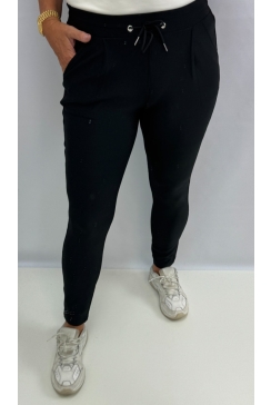 Soft broek met aansluitende broekspijp Angelia zwart (HY371) (2276-1)