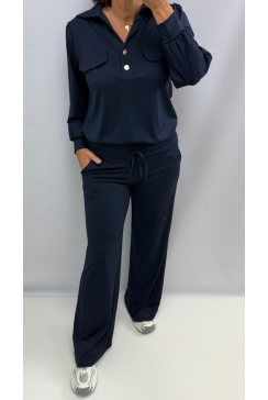 2-delig set van travelstof Daisy donker blauw