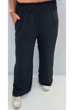 Broek met smock band aan de bovenzijde zwart